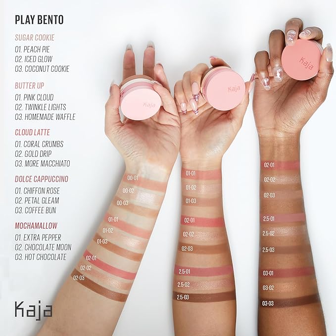 KAJA 3 Colors Palette - Play Bento_Butter Up | Powder Blusher, Highlighter, Cream Bronzer, Creamy Application, with Mango Seed Butter, Powdery Finish, Easy Finger Application, Lightweight Formula