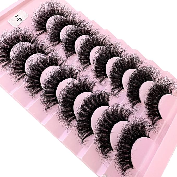 HBZGTLAD Mink Lashes Fluffy False Eyelashes 25mm Dramatic Faux Mink Eyelashes Natural Look Cat Eye Volume Eye Lashes Multipack (9D-26)