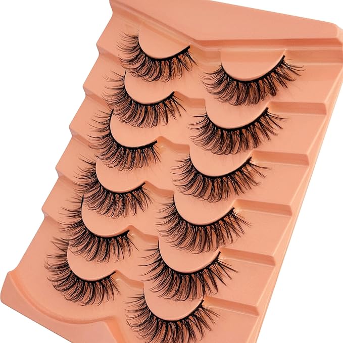 Wispy Lashes False Eyelashes Natural Look, Yasnai Lash Fake Lashes Volume Lashes, Natural Eyelash Strips Lashes Natural Eyelashes 6 Pairs Pack