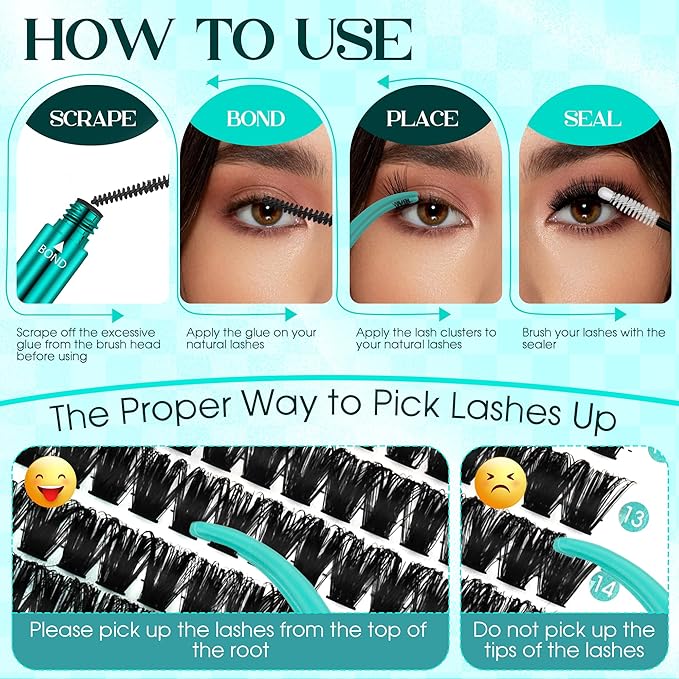 Eyelash Clusters Fluffy Lash Clusters Thick 280pcs 200D Cluster Eyelash Extensions DIY At Home Individual Lashes Cluster Lashes by GEMERRY(200P-10-18mm)
