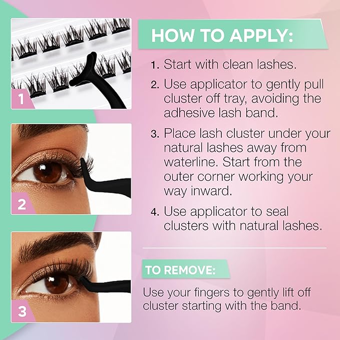 Ardell Press On Pre-Glued Eyelash Extensions - Naked Natural, Customizable DIY Lash Clusters, All-Day Wear Individual Lashes, 60 Count