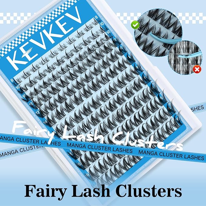 KEVKEV Fairy Lash Clusters 120pcs Manga Lash Clusters Natural Wispy Eyelash Clusters Ultra-Thin Band Anime Spiky Lashes DIY Lash Extensions (Fairy04, 8-18mix)