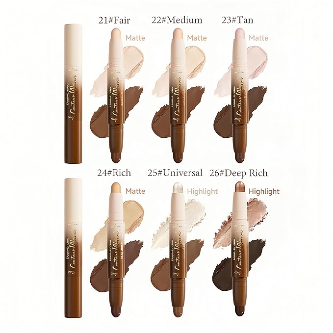 MAEPEOR Contour Highlighter Stick 2 in 1 Smooth Natural Glow Cream Bronzer and Highlighter Stick Long Lasting Non-greasy and Non-drying Brightening Pen (01 Fair)
