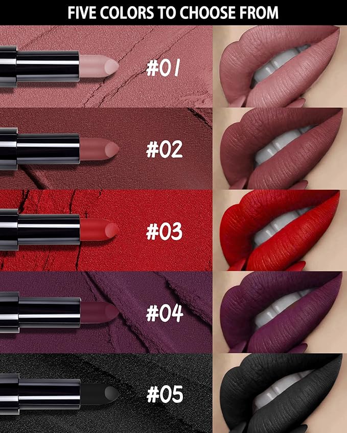 Brown Nude Lipstick Long Lasting for Women, Hydrating Matte Velvet Lip Gloss Nude Liquid Lipstick Intense Lip Color Non Stick Smudge-Proof & Waterproof Lipgloss Bold Glow Goth Lip Stick Makeup-02