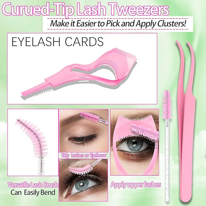 Lashes Clusters Kit 1846Pcs Bulk Packs Volume False Eyelash Extensions D Curl Wispy Individual Eyelashes, Volume Studio Effect, Wholesale Large Pack with Glue&Seal|Tweezers|Removers|Cleanser