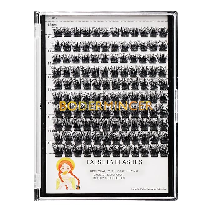 Bodermincer Lash Clusters D Curl Black/Brown/Colored Lashes 10-12-14/12-14-16/16-18-20mm Mixed Lash Clusters Kit For Beginner (M01# 12-14-16mm Mixed)