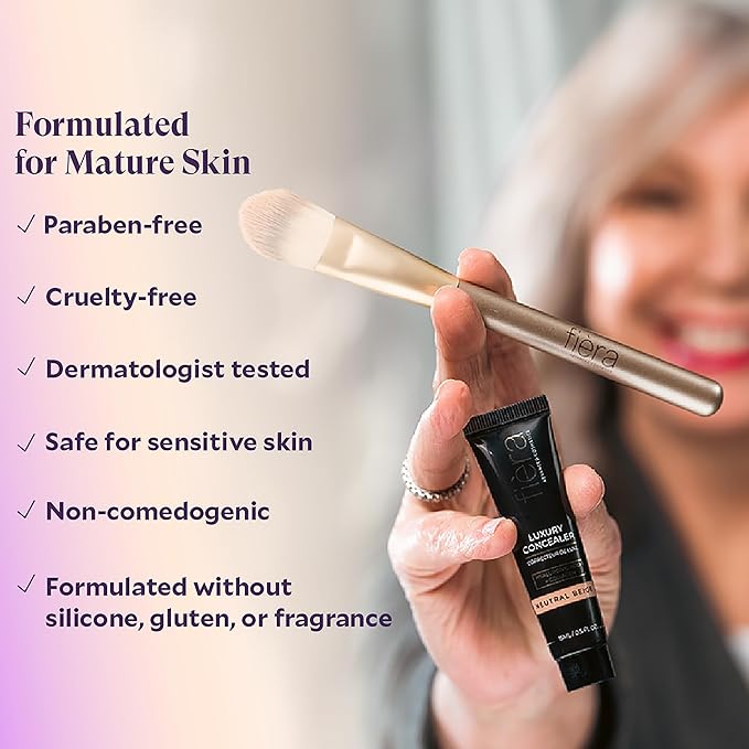 Fièra Luxury Concealer & Foundation with Anti-Aging Ingredients - Full Coverage for Dark Circles, Wrinkles, Fine Lines, and Spots, All-Day Wear For Mature Skin - Bisque, 0.5 FL. OZ. / 15 ML