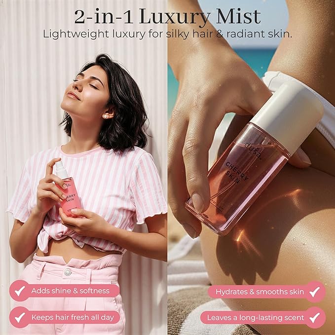 DUSA Cherry Skin Hair Perfume & Body Mist for Women – Long Lasting Body and Hair Mist, Vacation Spray & Perfume para el Cabello de Mujer with Nourishing Oil, 100 ml