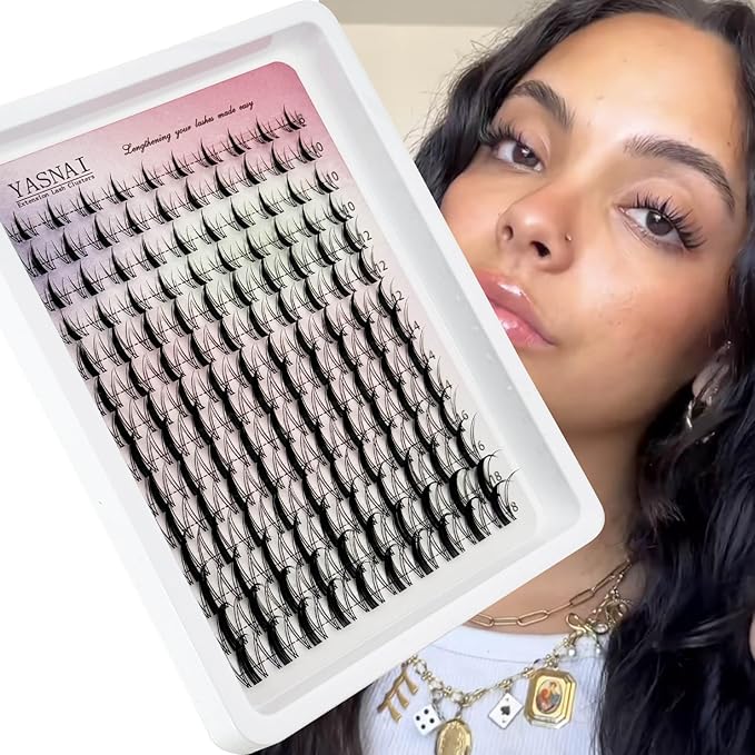 Fairy Lash Clusters Manga Lash Extensions, YASNAI Cluster Eyelash Extensions C Curl Individual Lashes 8-18MM 140pcs, Wet-Look Spiky Anime Lashes Eye Lash Clusters Ultra-Thin Clear Lash Band