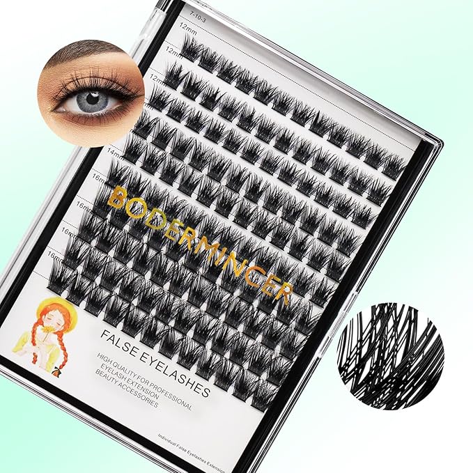 Bodermincer Lash Clusters D Curl Black/Brown/Colored Lashes 10-12-14/12-14-16/16-18-20mm Mixed Lash Clusters Kit For Beginner (M01# 10-12-14mm Mixed)