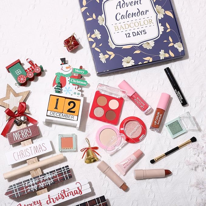 Makeup Advent Calendar 2025-12 Days Countdown Boxes Christmas Calendar Make Up Gift, Xmas Beauty & Cosmetics Surprise for Girl