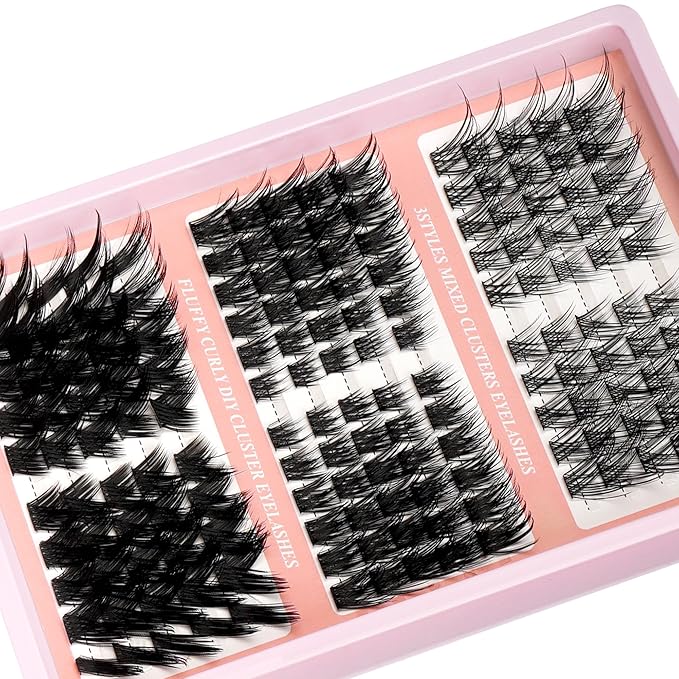 Fairy Lash Clusters Fox Eye Cluster Lashes Manga Left & Right Eyelashes Clusters DIY Individual Lashes Extension, 3 Styles Soft C Curl Individual Fluffy Eyelash Cluster (WY02)