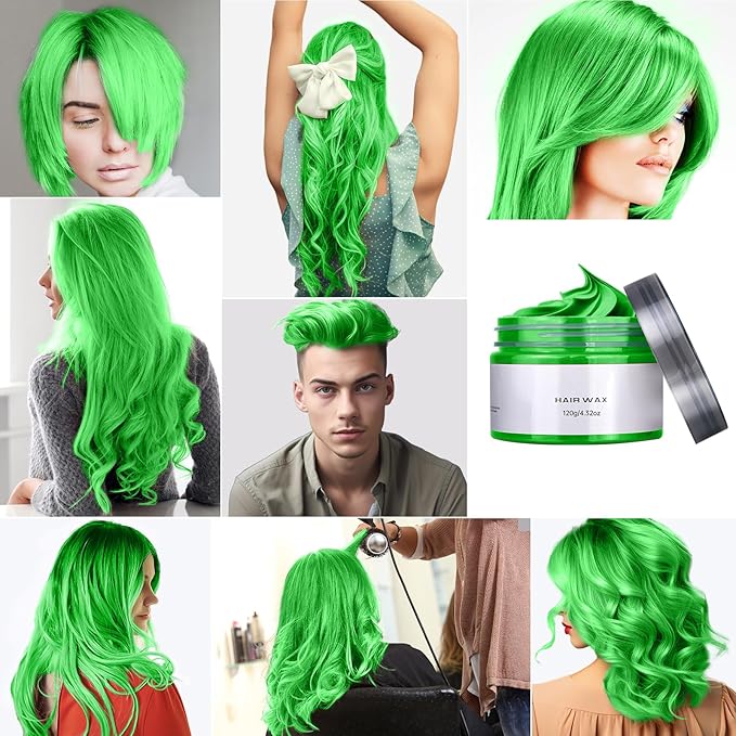 New Hair Color Chalk for Kids, Temporary Hair Color Dye Great Toy for Kids Age 5 6 7 8 9 10 11 12 13 Years Old, Colored Hair Wax Stocking Suffer for Girls Gift Birthday Halloween Christmas (Green)
