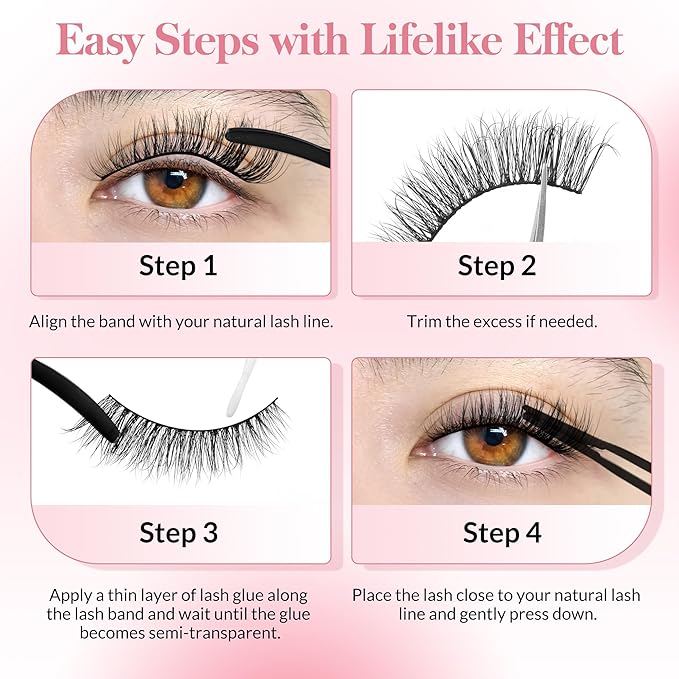 Bepholan False Eyelashes 3D Faux Mink Lashes Natural Look Super Fluffy Eyelashes Volume Strip Eyelashes, Cat Eye Lashes Lightweight Fake Eyelashes Easy to Apply 3 Pairs(M101)