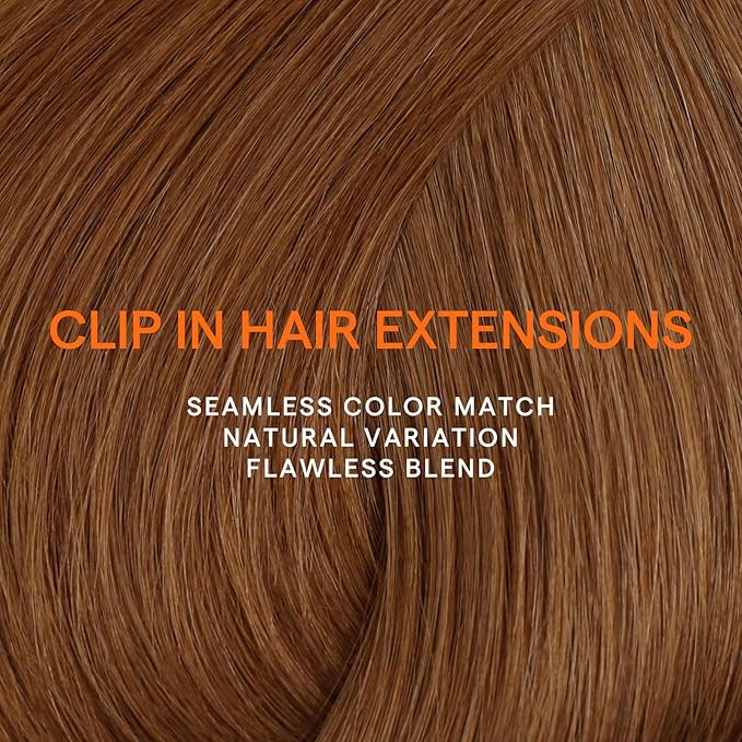 Full Shine Auburn Hair Extensions Real Human Hair Auburn Clip in Extensions for Short Hair for Bob 12 Inch 7 Pcs 95 G