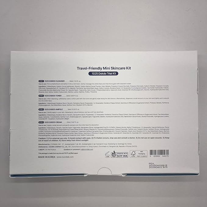 ROUND LAB 1025 Dokdo Hydrating Mini Size Kit (Cleanser, Toner, Ampule, Cream) | Deep Hydration for Dry Skin | Gentle, Lightweight Routine for Daily Moisture & Soothing Care