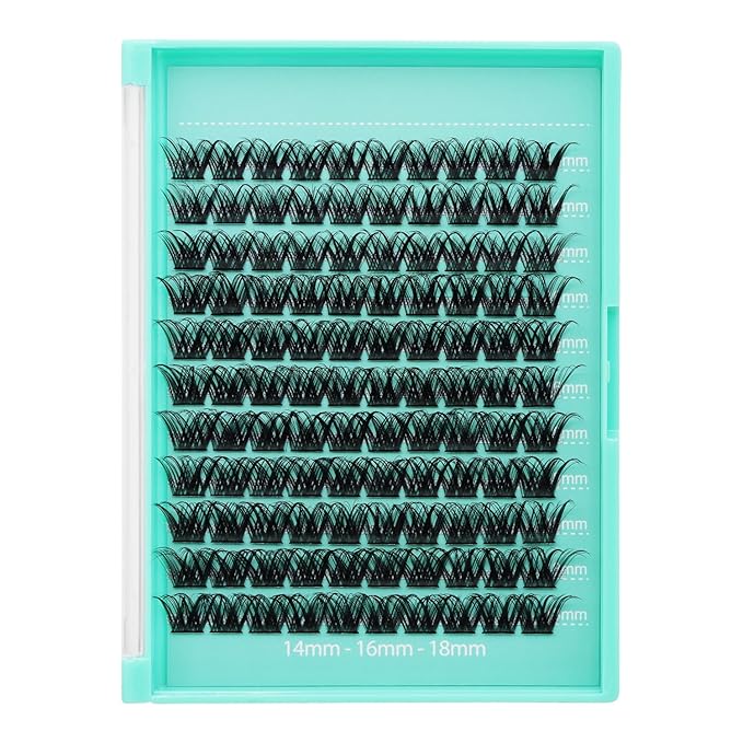Bodermincer Lash Clusters D Curl Black/Brown/Colored Lashes 10-12-14/12-14-16/16-18-20mm Mixed Lash Clusters Kit For Beginner (Y01# 14-16-18mm Mixed)