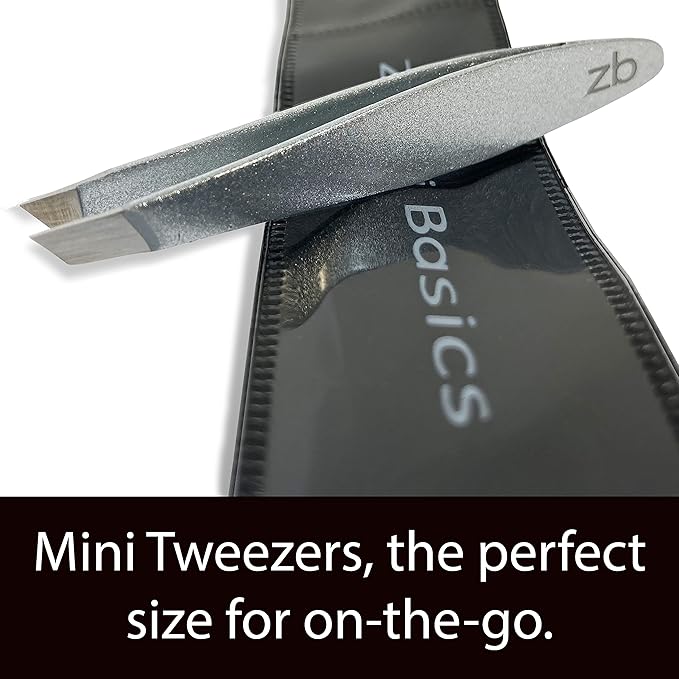 Zizzili Basics Mini Slant Tweezers - Best Tweezers for Eyebrow and Facial Hair Removal