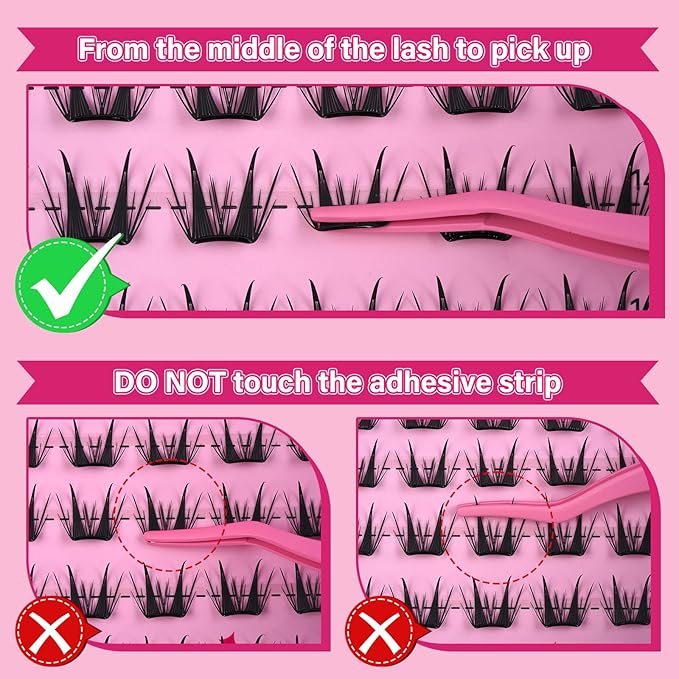 PRO Self Adhesive False Eyelashes,Lash Clusters No Glue Needed Pre Glued No Remover,1 applicator,Easy to Apply, Curved-Thin Band Reusable Cluster Lashes(Sunflower-D-10-16mix)