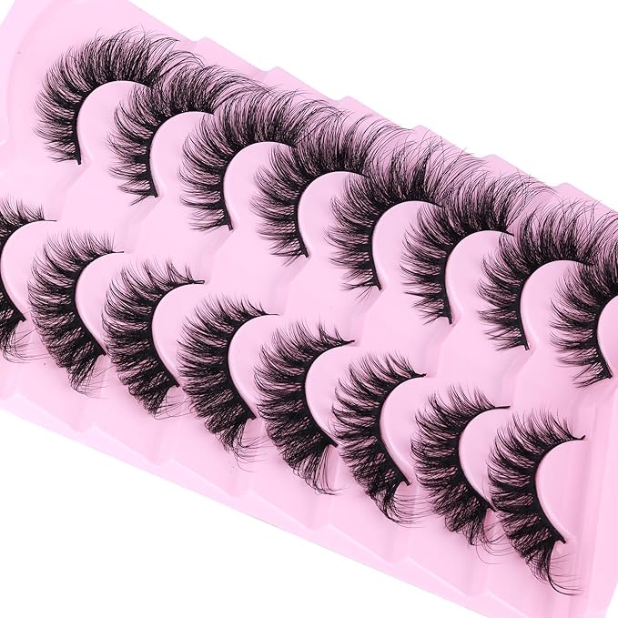 Fluffy Cat Eye Lashes - Faux Mink Wispy Strip Lashes, Black