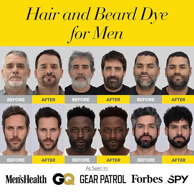 CLEVERMAN Jet Black Hair & Beard Dye for Men, All-in-One Reusable Kit - Permanent, Ammonia-Free, Professional-Quality and Natural-Looking Gray Coverage for Hair, Beard & Mustache