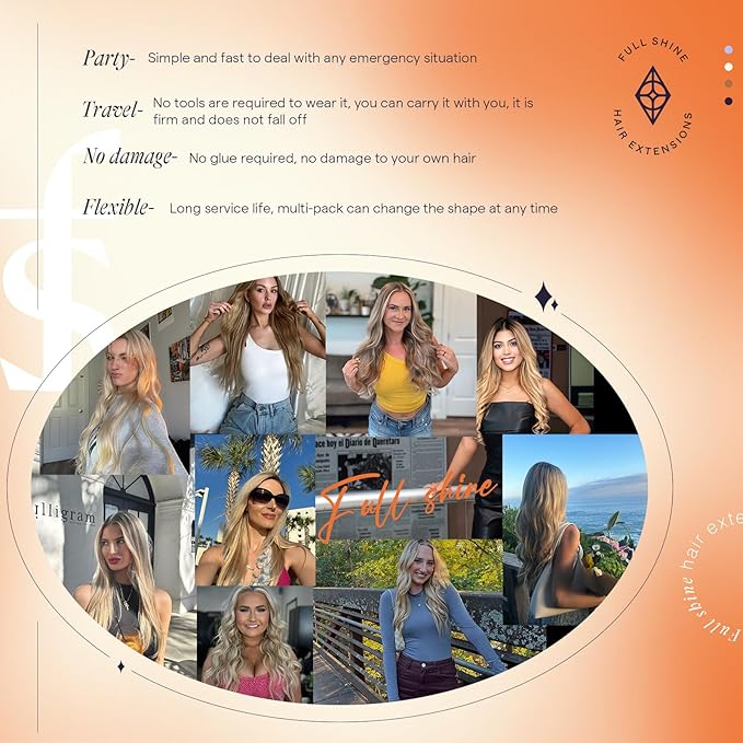 Full Shine Clip in Extensions for Women 16 Inch Teddy Bear Blonde Balayage Seamless Clip in Hair Extensions Human Hair Blonde 120 G 7 Pcs