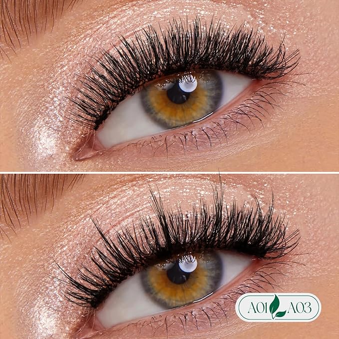 KEYYOU Reusable Magnetic Eyelashes 2 Pair with Applicator No Glue Needed 3D Natural Magnetic Lashes, Easy to Apply & Long Lasting for Daily Use & Events(A01+A03)