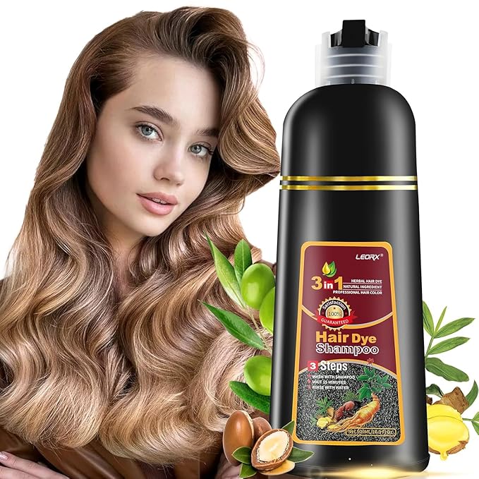 Chestnut Brown Hair Dye Shampoo, Leorx 3 In 1 Color Shampoo Instant Herbal Coloring Shampoo Refresh Hair For Women&Men - Tintes Para El Cabello Profesional