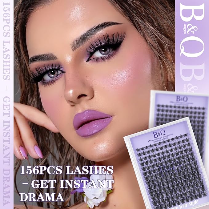 B&Q Wispy Lash Clusters Full B31,Eyelash Clusters 156PCS Comfortable band Cluster Eyelash Extensions,8-18mm Volume Individual Lashes Lightweight D Curl Lash Clusters Soft Eyelashes Natural Look(B31)