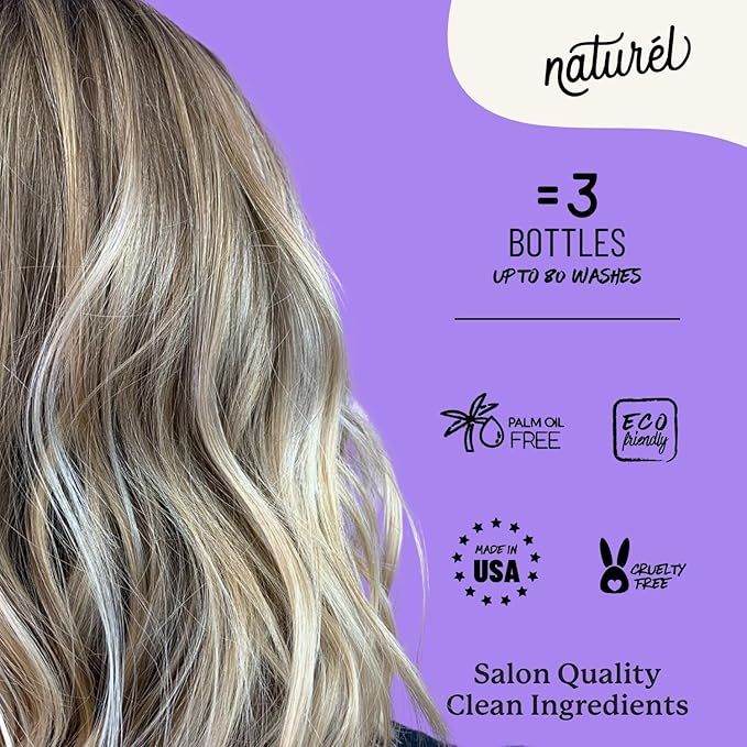 Naturel Purple Toning Conditioner Bar, Blonde or Grey Hair Toning Conditioner Bar with Biotin,Almond Oil, Vitamin B5 and E, Vegan, Zero Waste, Cruelty Free, Made in USA