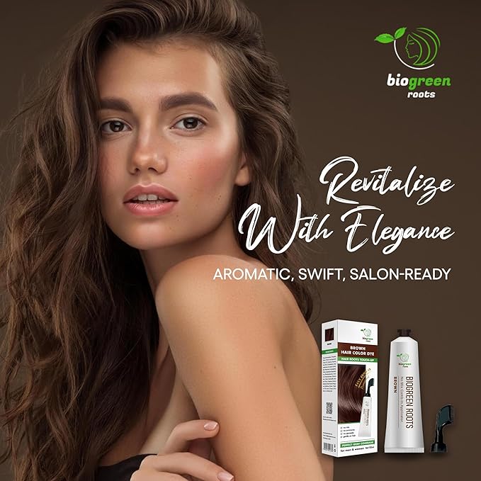 Ammonia-Free & Paraben Free Herbal Hair Dye for Women & Men– Natural Gray Coverage with Organic Extracts – Nourishing Brown Hair Dye for Healthy Hair – Brown (150 ml)
