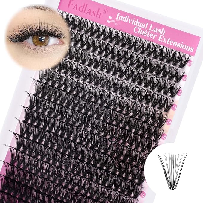 Cluster Lashes 12-18mm Mix Individual Lashes Long DIY Lash Extension D Curl Lash Clusters Soft Individual Lash Extensions Eyelash Clusters Wispy Cluster Eyelash Extensions (30D-0.07D, 12-18mm)