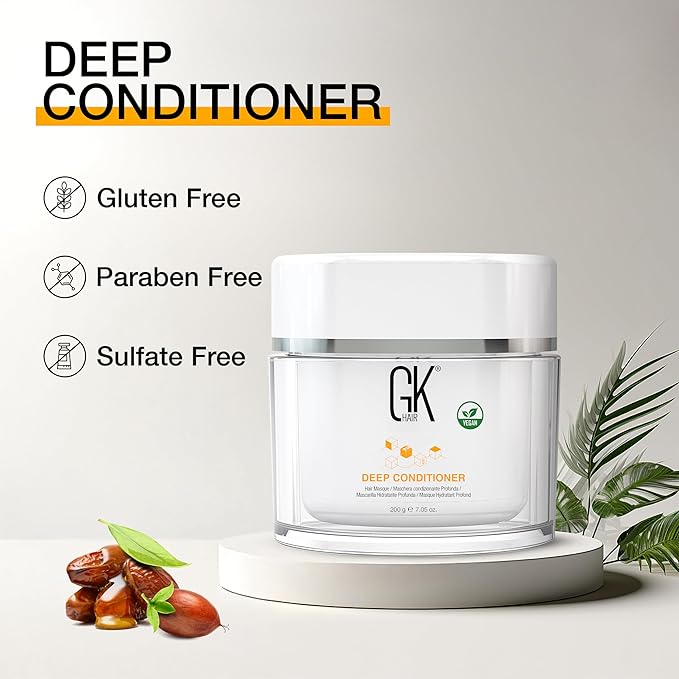 GK HAIR Global Keratin Deep Conditioner Masque Pack of 2 (7.05 Fl Oz/200 g) Intense Hydrating Repair Treatment Mask for Dry Damaged Color Treated Frizzy Hair Restoration Formula with JOJOBA Seed Oils