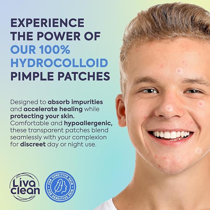 LivaClean 330 CT Pimple Patches for Face - 100% Hydrocolloid Acne Patches - Four Sizes - Acne Dots Zit Stickers - Hydrocolloid Patch Pimple Patch Invisible - Blemish Patches