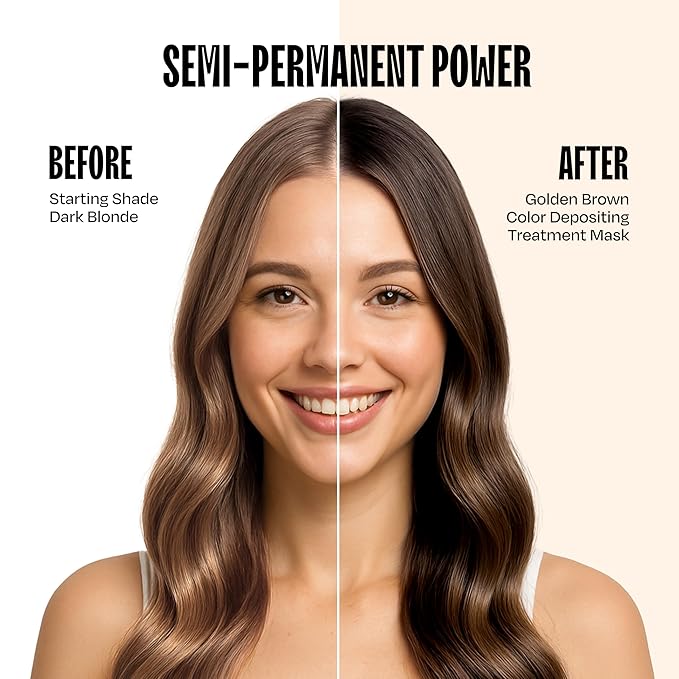 Overtone Semi Permanent Hair Color Conditioner, Golden Brown, 8 oz, Nourishing, Damage-Free, Color Depositing Mask for All Hair Types with Shea Butter & Coconut Oil, Vegan & Cruelty-Free