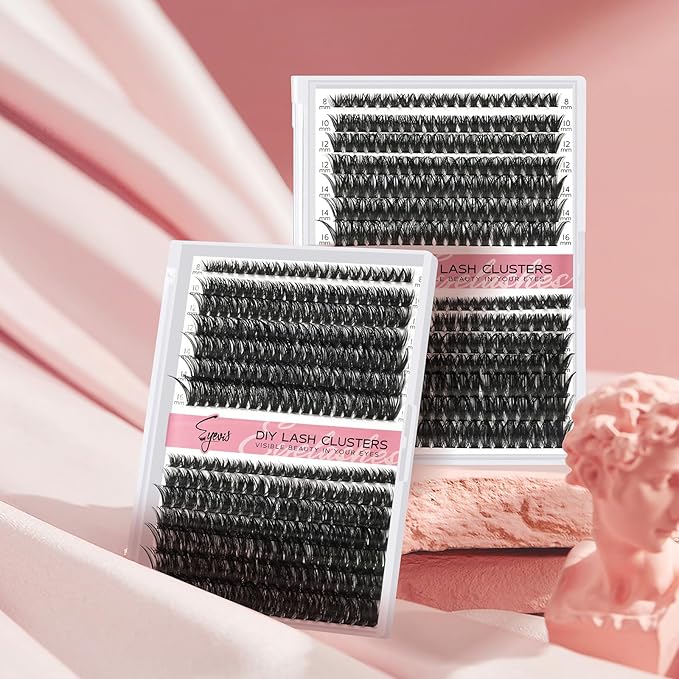 Lash Clusters 60D+80D False Eyelashes 280PCS Eyelash Clusters 8-16mm Individual Lashes Cluster D Curl DIY Eyelash Extensions at Home (60D+80D-0.07D,8-16MIX)