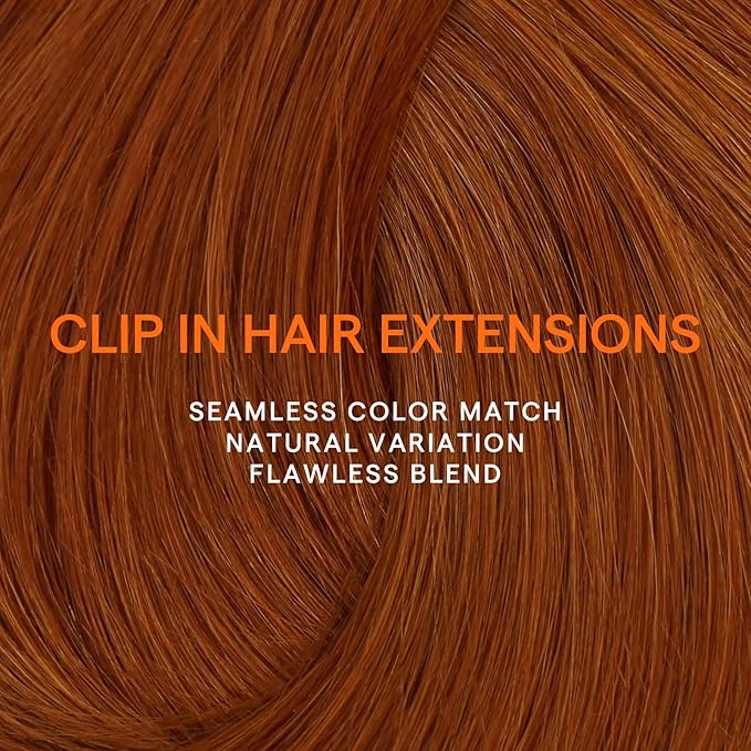 Full Shine Copper Human Hair Clip in Extensions 18 Inch Copper Orange Hair Extensions Clip ins Invisible Remy Hair Extensions Straight for Raving 7 Pcs 120 G