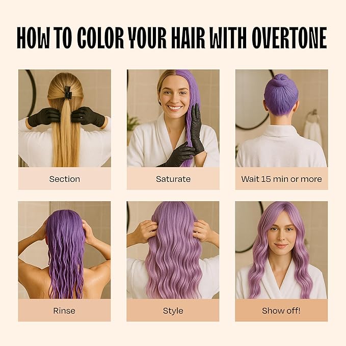 Overtone Semi Permanent Hair Color Conditioner, Lilac Lotus, 8 oz, Nourishing, Damage-Free, Color Depositing Mask for All Hair Types with Shea Butter & Coconut Oil, Vegan & Cruelty-Free