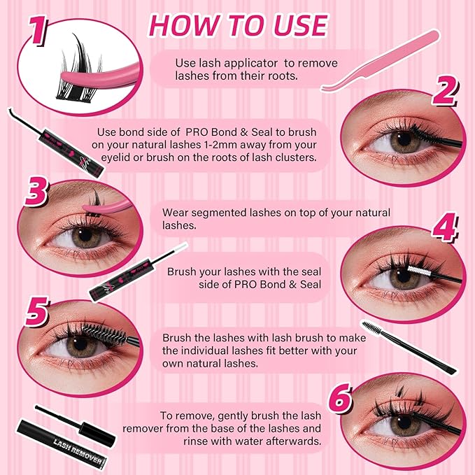 PROLASHBEAUTY Manga Lash Clusters, Eyelash Clusters 10-16 Mixed Cluster Eyelash Extensions Mixed Lash Extension Reusable Soft & Comfortable (Anime,10-16mix)