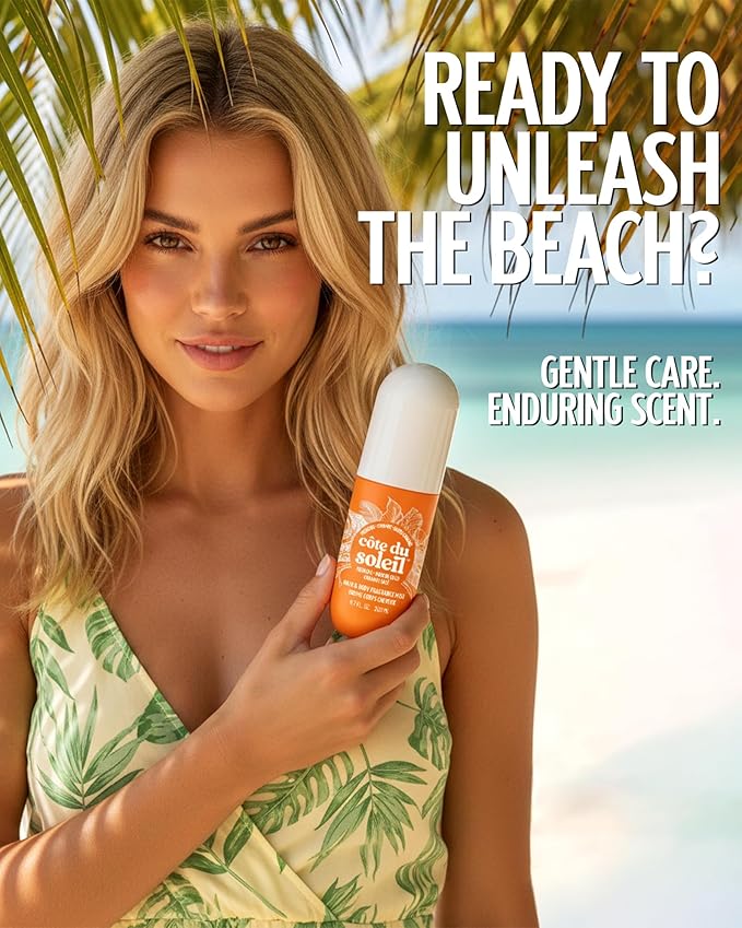 PB ParfumsBelcam Côte du Soleil Pistachio Coconut Caramel Hair & Body Fragrance Mist – Warm Beachy Gourmand Spray with Jasmine – All Day Hair Perfume & Refreshing Body Spray, 6.7 fl.oz