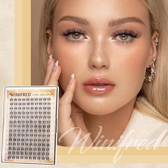 Winifred Lashes Clusters Natural Eyelash Clusters Clear Band Wispy Lash Clusters C Curvature Cluster Eyelash Extensions 10-16mm DIY Individual Lashes Natural Look