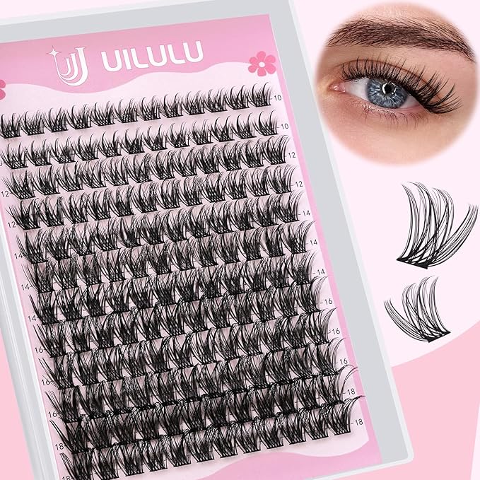Lash Clusters for DIY Lash Extension at Home Natural Wispy Individual Clusters Lashes False Eyelashes 144 Count 0.07D 10-18MM Mix D Curl Eye Lash Extensions (U22 Lash 10-18MM)