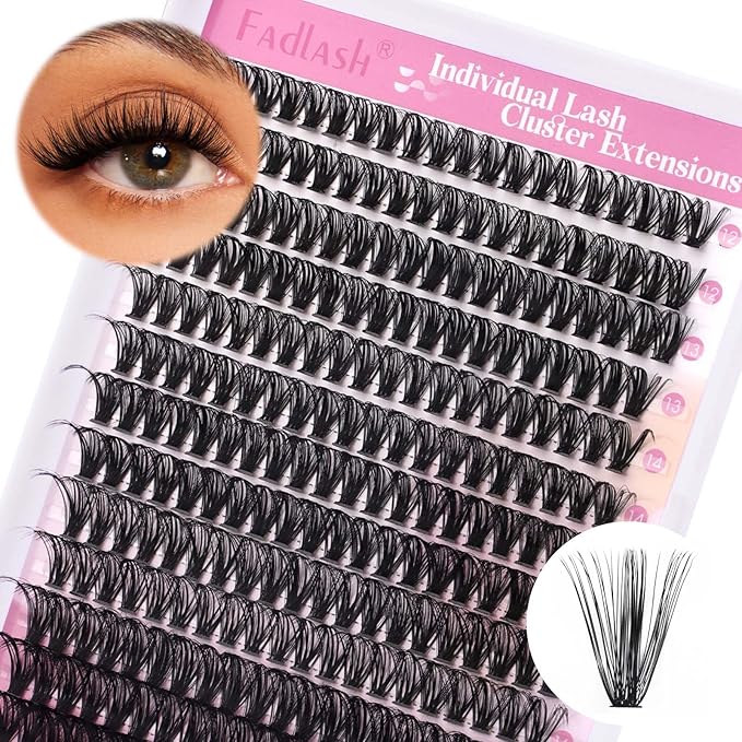 Lash Clusters 12-18mm Mix Individual Lashes Cluster Black Volume Eyelash Clusters Long Individual Lash Extensions C Curl Cluster Lashes DIY Eyelash Extension (40D-0.07C, 12-18mm)