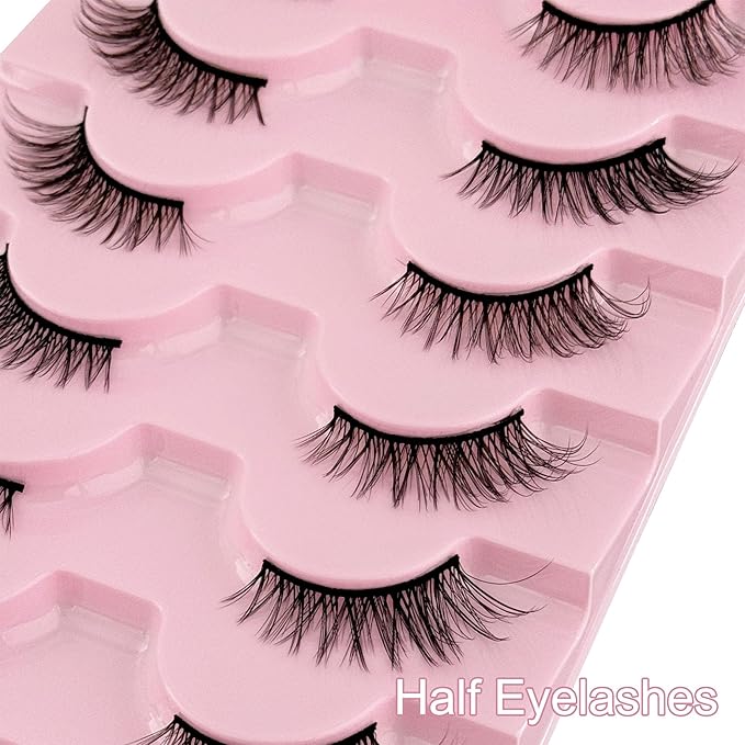 YASNAI Half Lashes Volume Lashes Wispy Cat Eye Look Natural Short Fake Eyelashes 7 Pairs Pack