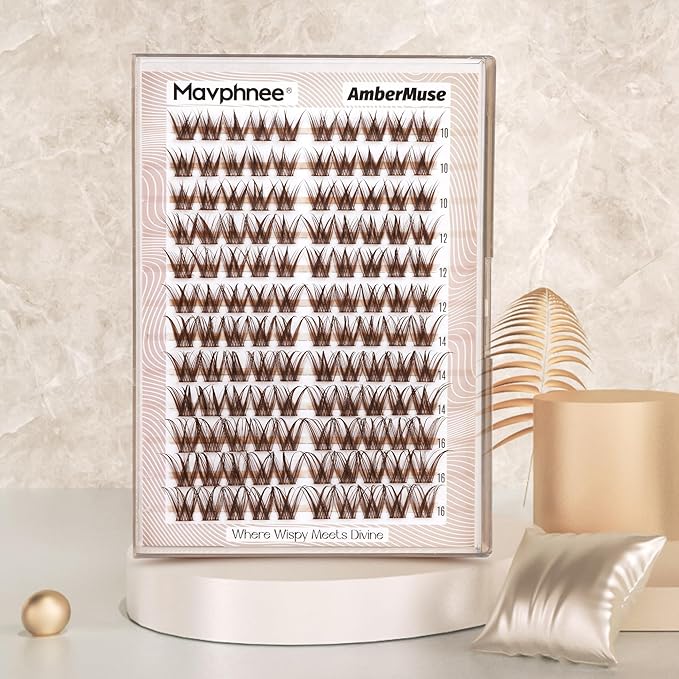 Brown Lashes Clusters Wispy Eyelash Clusters Natural Lash Extensions C-Curly Cluster Eyelash Extensions Fairy Cluster Lashes 10-16MM DIY Fake Eyelashes Dark Brown Individual Lash Pack