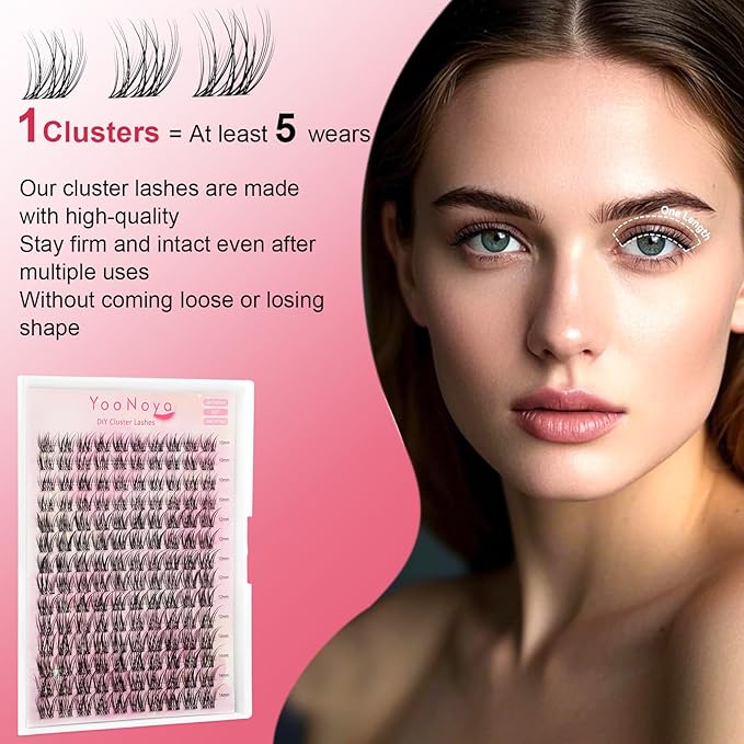 Wispy Lash Clusters 140 Pcs 10-14mm Mix Short Eyelash Clusters C Curl Cluster Eyelash Extensions Natural Wispy Cluster Lashes Reusable Individual Invisible Band Lash clusters (QX-10-14mm)