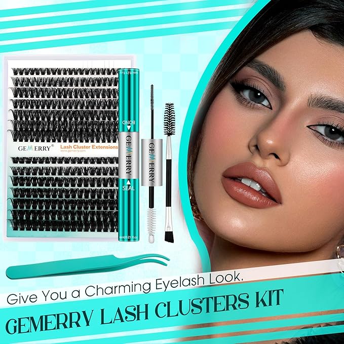 Eyelash Clusters Fluffy Lash Clusters Thick 280pcs Cluster Eyelash Extensions DIY At Home Individual Lashes Cluster Lashes by GEMERRY(100P-8-16mm)