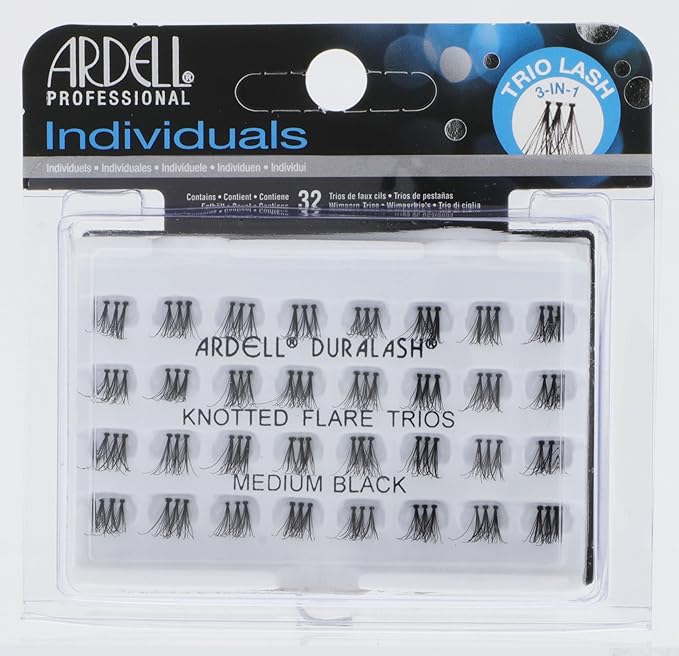 Ardell False Eyelashes Individual Lashes Trios Medium Black, Reusable DIY Lash Clusters, Eyelash Extensions, 4 Pack