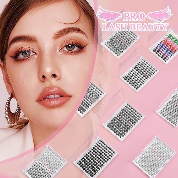 280 Pcs Individual Lashes 50D-D-9-16mix Wispy Cluster Lashes That Look Like Eyelash Extensions DIY At Home
