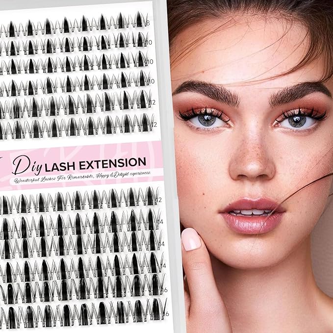 Fairy Lash Clusters 144pcs DIY Wispy Manga Style Natural Look Manga Eyelash Clusters D Curly Cluster Eyelash Extensions Individual Anime Lash Extension with Invisible Thin Band(8-16mm-Mixed)